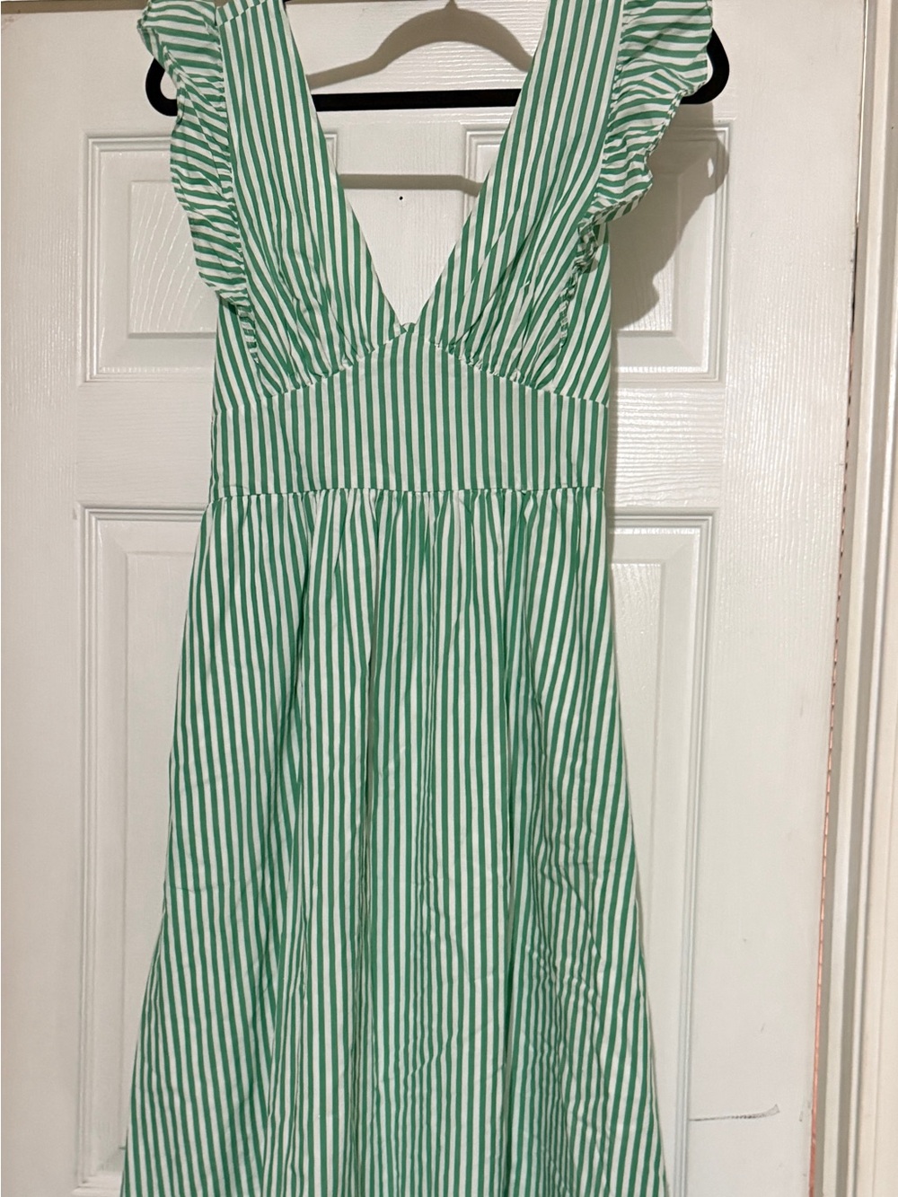 Skies Are Blue Green and White Striped Maxi Skirt Dress